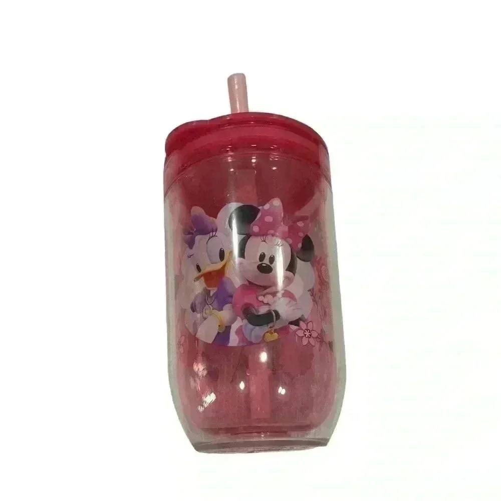Disney Tumbler Mealtime Magic Minnie and Daisy Pink Straw Travel Cup